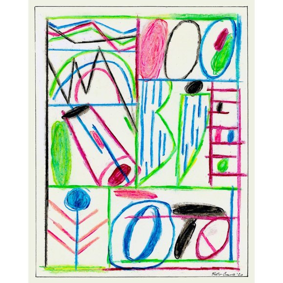 ORIGINAL FRAMED ART Abstract Neon Crayon Drawing - Picture 2 of 6